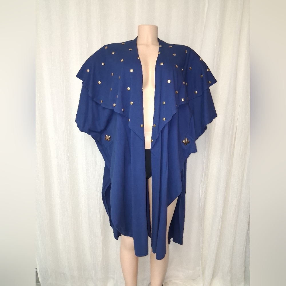Risky # Vintage Sky Women's Blue and Gold  One Size 100% Cotton Made In Usa